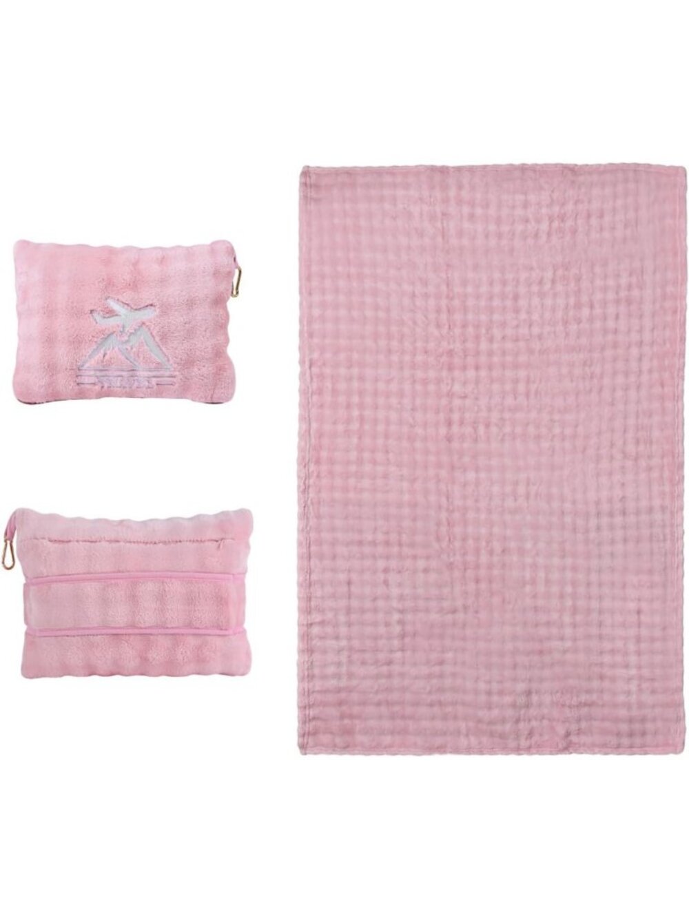 Cozy 2-in-1 Travel Blanket & Pillow, Ultra-Soft Compact Airplane Accessory, Pink